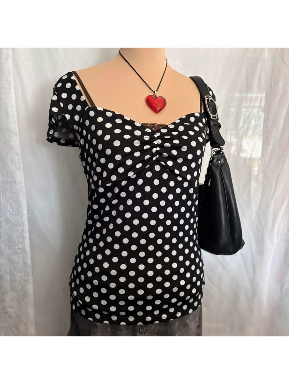 polka dot coquette top